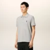 Grå bomullspikétröja med kontrasterande Ami de Coeur Polo-logotyp Grå bomullspikétröja med kontrasterande Ami de Coeur Polo-logotyp