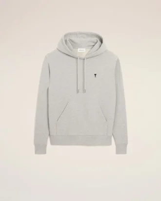 Grå bomullströja med kontrastdetaljer och Ami de Coeur Hoodie