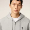 Grå bomullströja med kontrastdetaljer och Ami de Coeur Hoodie Grå bomullströja med kontrastdetaljer och Ami de Coeur Hoodie