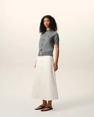 Grå kortärmad Ami de Coeur Cardigan i ull