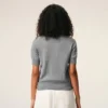 Grå kortärmad Ami de Coeur Cardigan i ull Grå kortärmad Ami de Coeur Cardigan i ull