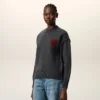 Grå tröja i ull med rund hals och kontrasterande Ami de Coeur Grå tröja i ull med rund hals och kontrasterande Ami de Coeur