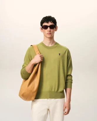 Grön Ami de Coeur Sweater i ull med rund hals