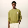 Grön tröja i ull och bomull med rund hals från Ami de Coeur Sweater Grön tröja i ull och bomull med rund hals från Ami de Coeur Sweater