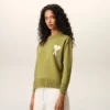 Grön tröja i ull och bomull med rund hals från Ami de Coeur Sweater Grön tröja i ull och bomull med rund hals från Ami de Coeur Sweater