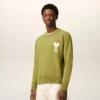 Grön tröja i ull och bomull med rund hals från Ami de Coeur Sweater Grön tröja i ull och bomull med rund hals från Ami de Coeur Sweater