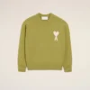 Grön tröja i ull och bomull med rund hals från Ami de Coeur Sweater Grön tröja i ull och bomull med rund hals från Ami de Coeur Sweater