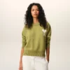 Grön tröja i ull och bomull med rund hals från Ami de Coeur Sweater Grön tröja i ull och bomull med rund hals från Ami de Coeur Sweater
