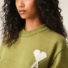 Grön tröja i ull och bomull med rund hals från Ami de Coeur Sweater Grön tröja i ull och bomull med rund hals från Ami de Coeur Sweater