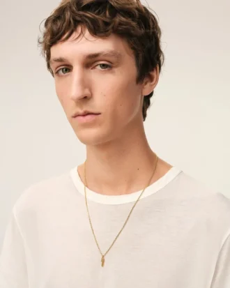Halsband med hamrat ”1”-hänge i guldmässing Halsband med hamrat ”1”-hänge i guldmässing