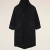Lång parkas i svart nylon