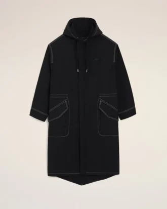 Lång parkas i svart nylon