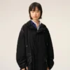 Lång parkas i svart nylon