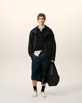 Lång parkas i svart nylon