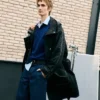 Lång parkas i svart nylon