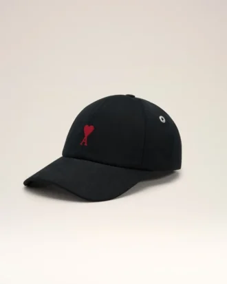 Svart Ami de Coeur Cap i bomull med broderi