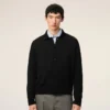 Svart Ami de Coeur Cardigan i ull med skjortkrage Svart Ami de Coeur Cardigan i ull med skjortkrage