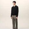 Svart Ami de Coeur Cardigan i ull med skjortkrage Svart Ami de Coeur Cardigan i ull med skjortkrage