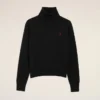 Svart Ami de Coeur-tröja med polokrage i ull Svart Ami de Coeur-tröja med polokrage i ull