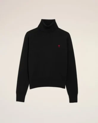 Svart Ami de Coeur-tröja med polokrage i ull