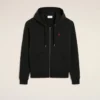 Svart bomull Red Ami de Coeur Hoodie med dragkedja