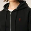 Svart bomull Red Ami de Coeur Hoodie med dragkedja