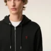 Svart bomull Red Ami de Coeur Hoodie med dragkedja