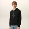 Svart bomull Red Ami de Coeur Hoodie med dragkedja