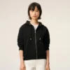 Svart bomull Red Ami de Coeur Hoodie med dragkedja
