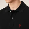 Svart bomullspikétröja med rött Red Ami de Coeur-broderi Svart bomullspikétröja med rött Red Ami de Coeur-broderi