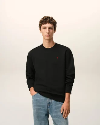 Svart bomullssweatshirt med rött Red Ami de Coeur-tryck