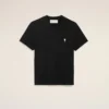 Svart bomullst-shirt med kort ärm och Ami de Coeur-broderi Svart bomullst-shirt med kort ärm och Ami de Coeur-broderi