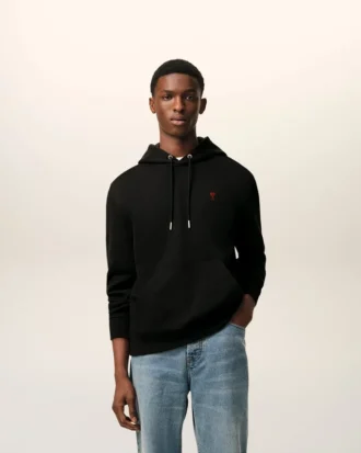 Svart bomullströja med Red Ami de Coeur Hoodie