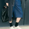 Blå bomullsbermudashorts med lös passform Blå bomullsbermudashorts med lös passform