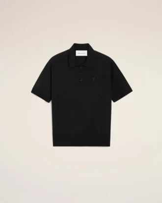 Svart kortärmad Ami de Coeur Polo i ull