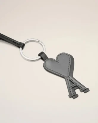 Svart lädernyckelring Ami de Coeur