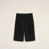 Svarta bermuda-shorts i ny ull med låg midja Svarta bermuda-shorts i ny ull med låg midja