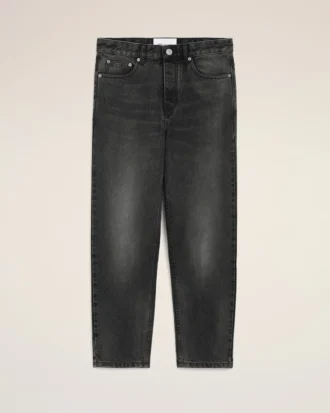 Svarta bomullsjeans med avsmalnande passform