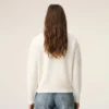 Tröja i naturlig ull med rund hals och kontrasterande Ami de Coeur Tröja i naturlig ull med rund hals och kontrasterande Ami de Coeur