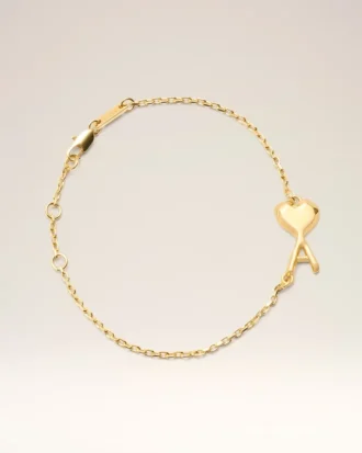 Tunt hamrat Ami de Coeur-armband i guldmässing