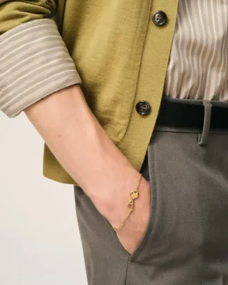 Tunt hamrat Ami de Coeur-armband i guldmässing