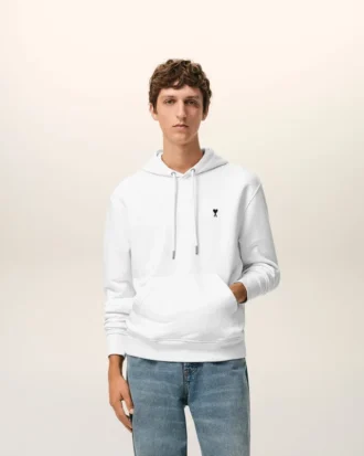Vit Ami de Coeur Hoodie i bomull