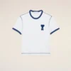 Vit Ami de Coeur T-Shirt med stickad bomullspatch Vit Ami de Coeur T-Shirt med stickad bomullspatch