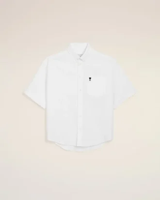 Vit bomullsskjorta med broderat Ami de Coeur