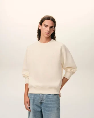 Vit bomullssweatshirt med Ami de Coeur-prägling