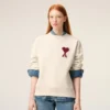 Vit bomullssweatshirt med Ami de Coeur-tryck Vit bomullssweatshirt med Ami de Coeur-tryck