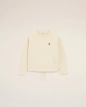Vit bomullssweatshirt med rund hals från Ami de Coeur