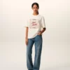 Vit bomullst-shirt med Ami Paris Heritage-tryck