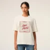 Vit bomullst-shirt med Ami Paris Heritage-tryck