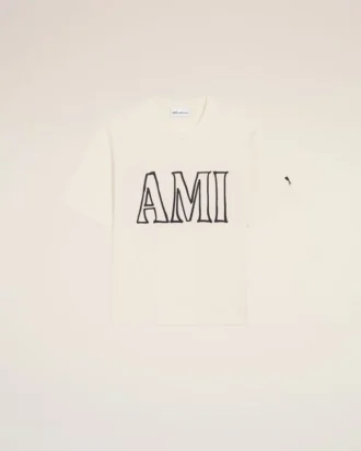 Vit bomullst-shirt med Ami Paris-tryck